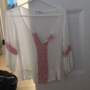 white printed blouse